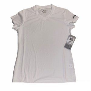 Asics Ready Set V-Neck‎ Short Sleeve Tee Womens X-Small NWT WE1000-01